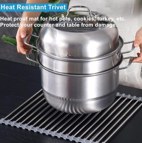 Extra Large 20.5"x13.7" Roll Up Dish Drying Rack Over The Sink Dish Drainer for Kitchen Counter, Sink Drying Rack Drying Mat Folding Rack Kitchen Sink Organizer Home Essentials