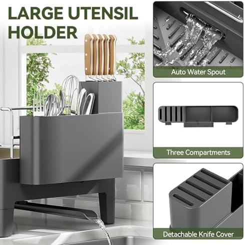 Expandable Dish Drying Rack, Rustproof Stainless Steel & Aluminum