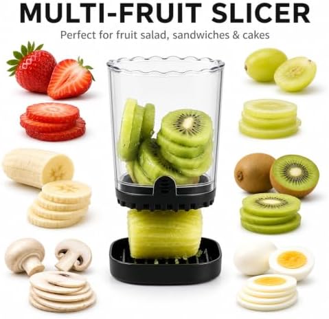 Fruit Slicer Cup, Strawberry Slicer with Detachable 304 Stainless Steel Blade & Push Plate, Fruit Cutter for Banana Grape Egg, Portable Kitchen Gadget - Image 3