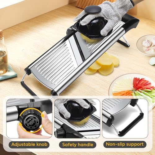 Mandoline Slicer for Kitchen, Stainless Steel adjustable Mandoline slicer - Image 6