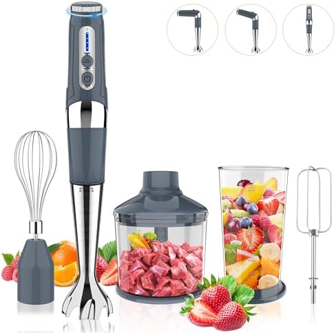 Toogel 4-in-1 Cordless Immersion Blender, 21-Speed, 3-Angle Adjust, Grey by Toogel