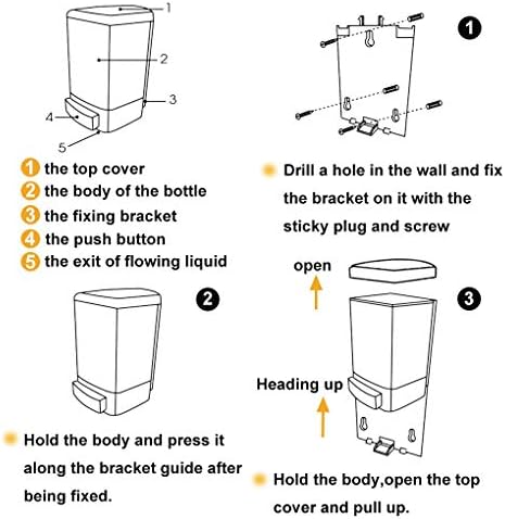 Manual Soap Dispenser Kitchen Bathroom Wall Mounted Commercial Soap Dispenser for Liquid Containers Shampoo Gel Chamber Plastic - (33.8 oz) 1000ml
