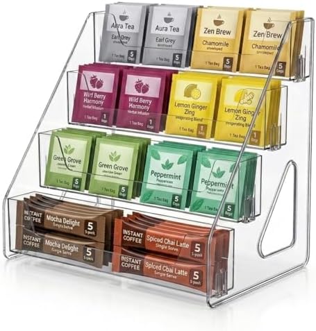 Acrylic Display Stand,4 Tier Tea Bag Organizer, Tea Holder Storage Rack