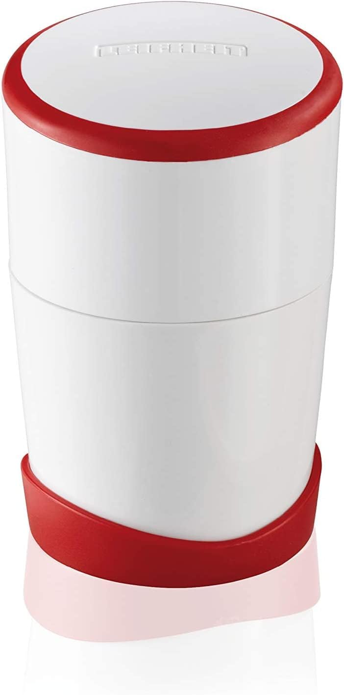 Gourmet Garlic Slicer, 5.31"Hx2.75"W - Stainless Steel Blades, White/Red