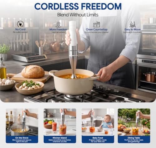 Cordless Immersion Blender, 3-in-1, Smart Control, Low Noise - Image 3