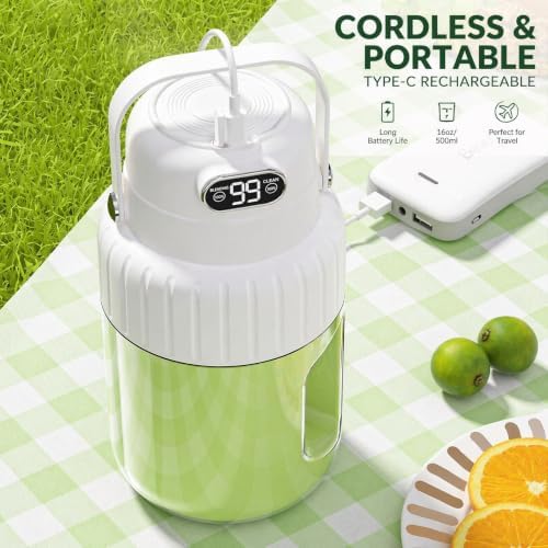 Portable Blender for Smoothies juicer, 33.8 oz Personal Blender with Ice-Crushing, 32-Blade Steel Head, Digital Display, Type-C Charging, Leak-Proof for Outdoor, Camping, Fitness (Blue) - Image 4