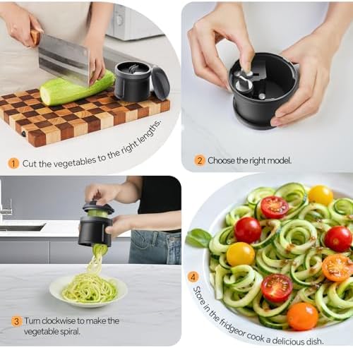 4 in 1 Vegetable Spiralizer Slicer for Veggie Noodles, Adjustable Thickness - Image 7