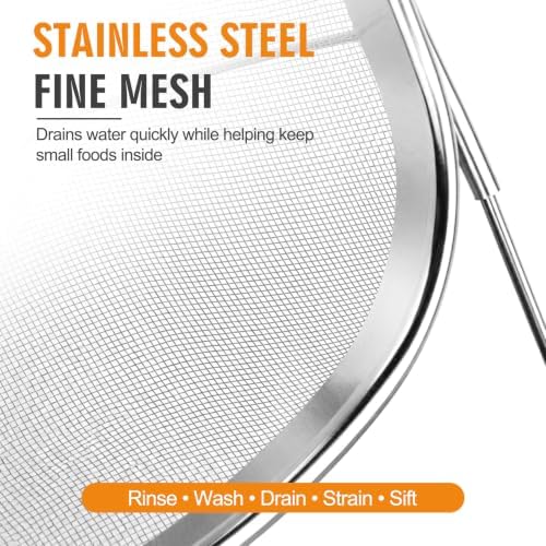 Over the Sink Colander, Stainless Steel Fine Mesh, 6 Quart 2 Pack