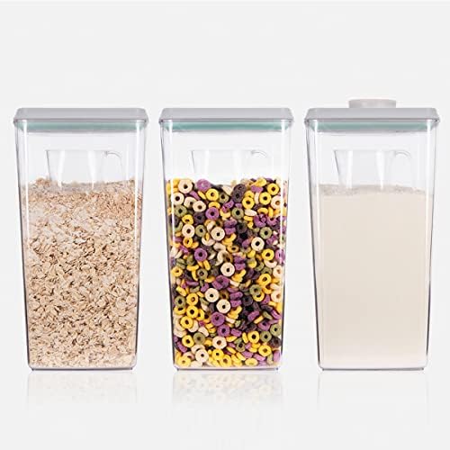 Airtight Pop Cereal Container, 3300ml Each Large Cereal Containers with Scoops Food Storage Canister Dispenser Perfect For Cereal Flour Spaghetti Rice Kitchen Organizing 3.5qt