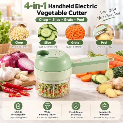 4 in 1 Wireless Electric Vegetable Chopper, Multi Blade Food Chopper - Image 2