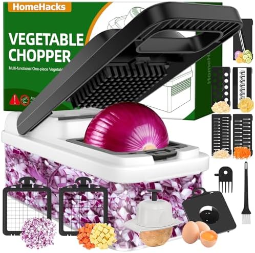 Veggie Chopper Vegetable Cutter, 12 in 1 Kitchen Gadget, White