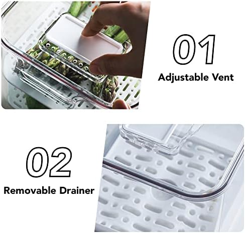 3 Pack Fridge Fruit Storage Containers, Lettuce Keeper Produce Saver