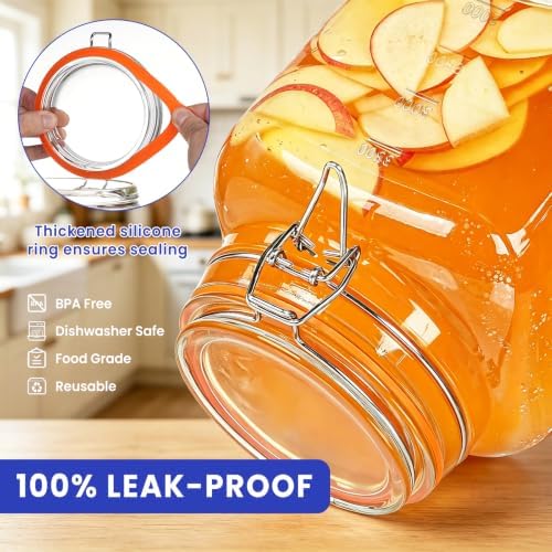 1.1 Gallon Wide Mouth Airtight Glass Storage Containers with Lids
