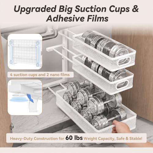 3-Tier Under Sink Organizer 2-Pack Organization for Bathroom Kitchen,White