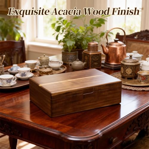 Acacia Wood Tea Bag Organizer with Compartments