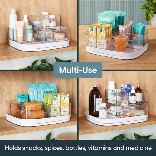 MagicTrack Turntable with 4 Bins, Rectangle Lazy Susan Organizer