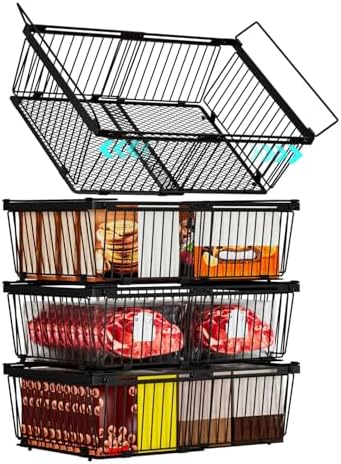 Large Freezer Organizer Bins for 10 to 20 Cu.Ft,Leak-Proof Bottom,4 Pack