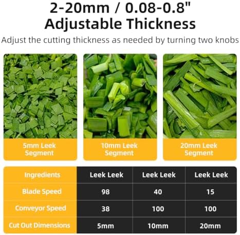 Commercial Vegetable Chopper, Electric Vegetable Cutter 450LBS/H Production, Stainless Steel Onion Chopper with Upgrade Removable Belts & Blades, 2-20mm Adjustable Thickness, 110V