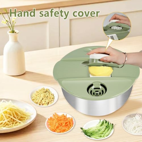 KITHELP Stainless Steel Salad Spinner Large 5.3Qt, Lettuce Spinner Dryer with 5 Blades Slicer, Vegetable Spinners, Lettuce Spinner, Fruit Washer Bowl with Strainer, Non-Slip Base, Dishwasher Safe - Image 5
