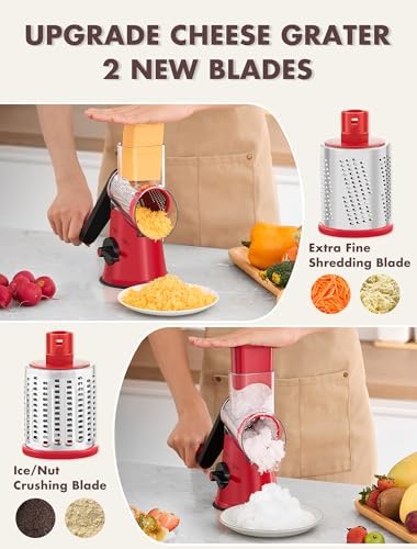 GDL Cheese Grater Hand Crank, Rotary Cheese shredder, Vegetable Slicer - Image 2