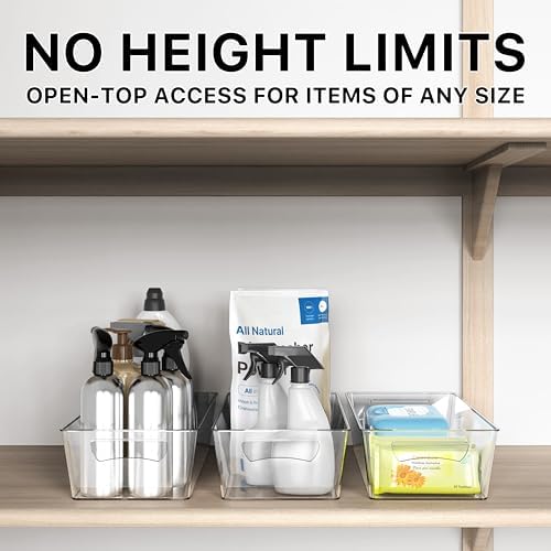 4 Pcs Pantry Clear Bin Storage Organizer, 14" x 7" x 3.75"