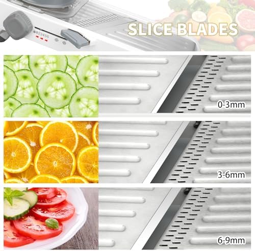 ZKIRON Large Mandoline Slicer for Kitchen - Professional Stainless Steel Onion Slicer & Cabbage Shredder, Integrated 2-in-1 Blade for Waffle & Smooth Cuts, Safety Hand Guard Included (Gray) - Image 3