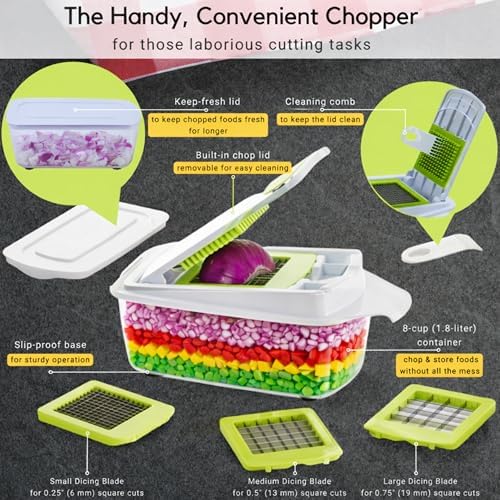 Brieftons QuickPush 8-Cup Push-Down Manual Vegetable Chopper & Food Dicer - Image 5