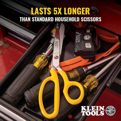 Klein Tools 23008 Premium Forged Heavy Duty Bent Trimmer Scissors, Made in USA, 8-Inch Multipurpose Durable Household Scissors, Perfect for Kitchen, Sewing, Crafts, Office