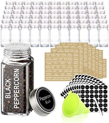 42 Pcs 4 oz Glass Spice Jars with Shaker Lids and 703 Spice Labels
