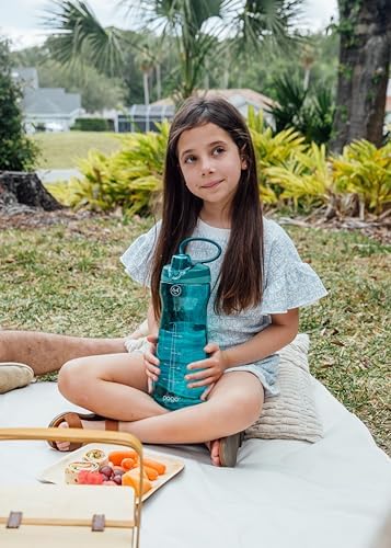 Pogo 64oz Plastic Water Bottle with Chug Lid and Carry Loop, Teal - Image 2