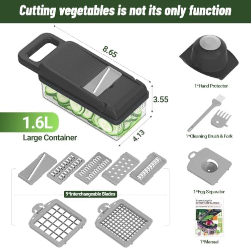 12-in-1 Vegetable Chopper 7 Blades, Veggie Cutter with Handle, Grey - Image 2
