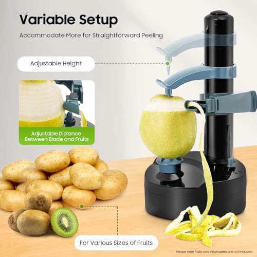 Electric Peeler Tabletop Potato Peeler Spinner Automatic Fruit & Vegetable Peeling Machine Adjustable Automatic Peelers for Hard-Skinned Vegetables and Fruits