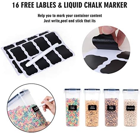 Cereal Containers Storage Set - 4 Piece Airtight Large Food Storage Containers(135.2oz), BPA Free Dispenser Plastic Cereal Storage Containers