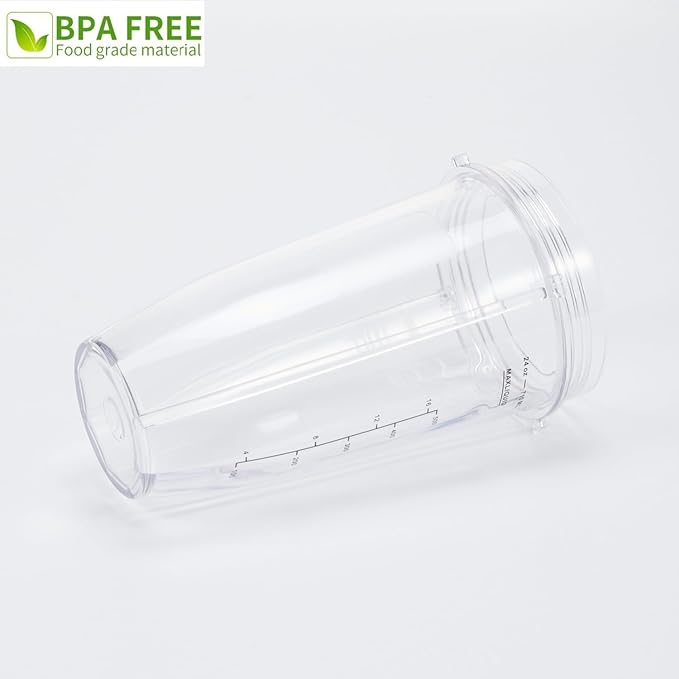 Replacement 24oz Blender Cup and New Lid with Handle for Nutri Ninja BN401 BN751 BN801 Foodi SS101 SS151 SS351 SS401 BL450 BL456 BL480 BL482 BL640 BL642 BL682 Ninja Blender Auto IQ Blade, 2-Pack