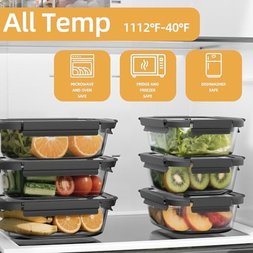 BYLWORKOUT 3-Pack 35 oz Glass Meal Prep Containers with Vented Glass Lids