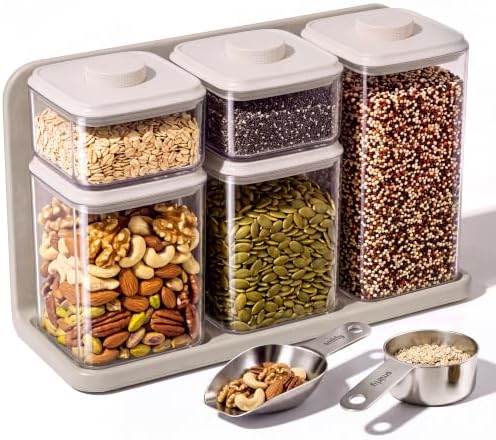 Glass Airtight Food Storage Containers with Pop Lids - White