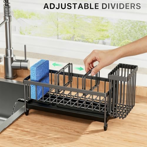 Sponge Holder for Kitchen Sink, Sink Organizer with Brush Holder