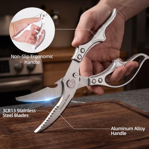 Poultry Shears, Heavy Duty All Purpose Kitchen Scissors Spring Loaded