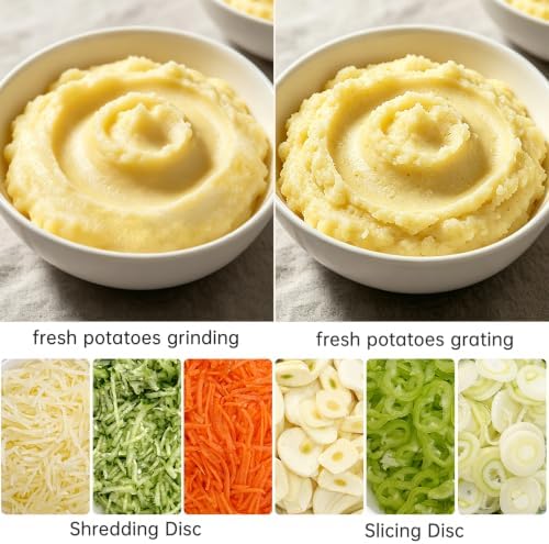 4-Discs Electric Grater, Potato Masher for Creamy Puree, 200W