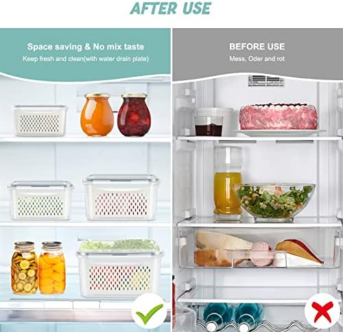 8 Pieces Fruit Storage Container for Fridge with Removable Colander