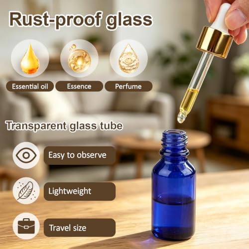 1/2 oz Blue Glass Dropper Bottles,15ml Leakproof Tincture Bottles with Funnels, Eye Droppers, Labels, Refillable Empty Bottle for Tinctures, Essential Oils - Image 5