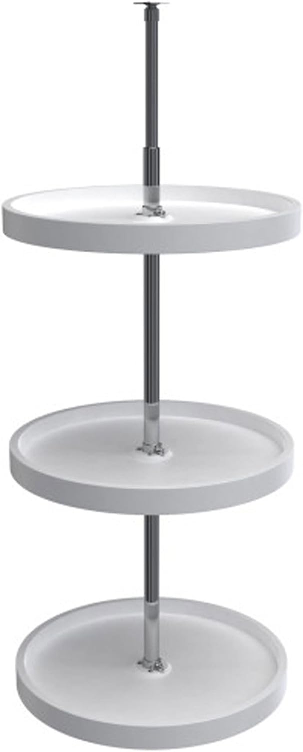 18 Inch 3 Tier Full Circle Lazy Susan for H Corner Kitchen Cabinets, Large Plastic Home Storage Rotating Shelves, White, 6013-18-11-526