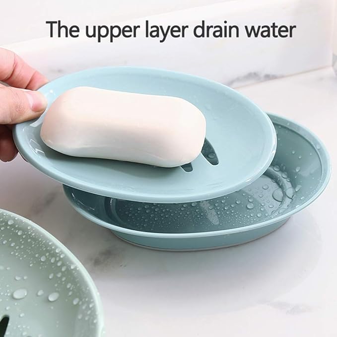 WYOK 2-Pack Soap Dish with Drain Plastic Sponge Holder Easy Cleaning Soap Saver Tray Caddy Keep Dry Stop Mushy for Shower Bathroom Kitchen(Pink)