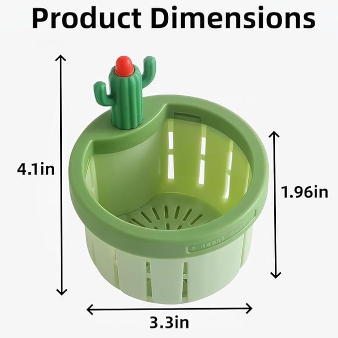 Cactus Kitchen Sink Drain Strainer, 2026 Upgrade Press Automatic Dumping Basket, Multi-Functional Anti-Clogging Kitchen Drainer With Lifting Handle (Green)