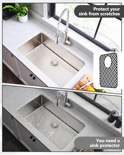 2 Pack Silicone Sink Protectors for Kitchen Sink, Trellis 13x11 Black