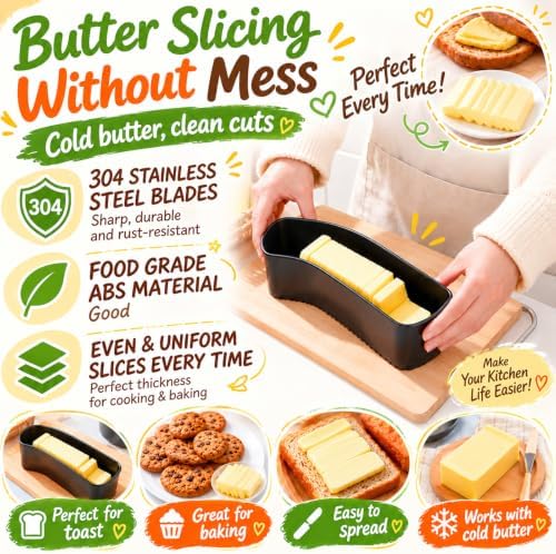 Extra Large Cheese Slicer Butter Cutter, 304 Stainless Steel Blades