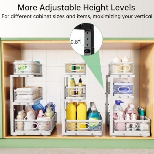 3-Tier Under Sink Organizer, Pull Out Cabinet Organizer for Kitchen & Bath
