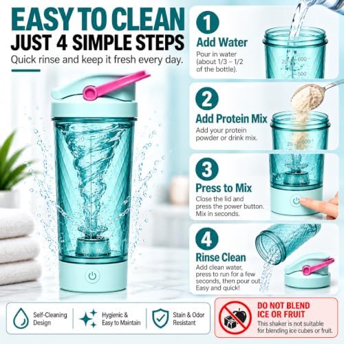 Prazzy Electric Protein Shaker Bottle, 20oz USB Rechargeable Mixer Cup - Image 5