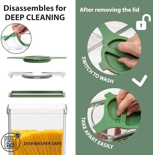 Airtight Pantry Storage Container 5 PC Set, Twist-Lock Lid, Green