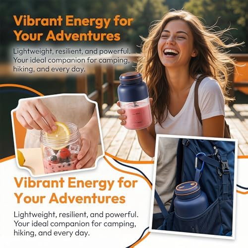 2026 Portable Wireless Juicer Cup, 27oz & 44oz Personal Blender with 38 Stainless Steel Blades, USB-C Rechargeable Smoothie Maker for Shakes, Fruits, Ice, Travel, Gym & Office Use (44oz - Blue) - Image 2